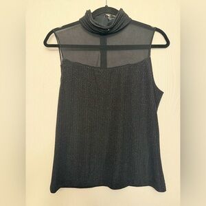 Sandra Darren Black Sheer Yoke Blouse